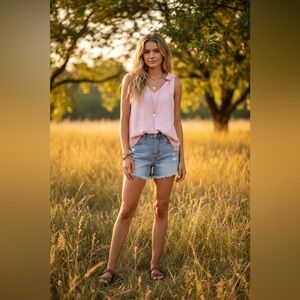 DAVI & DANI Pink Polka Dot Blouse